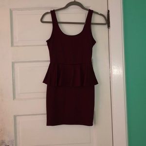 Maroon Dress with Ruffle